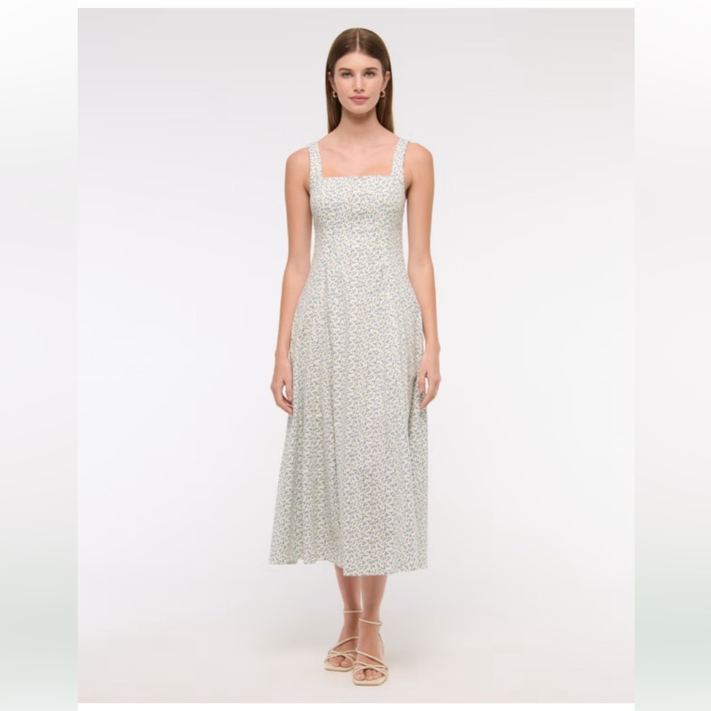The A&F Mila Stretch Midi Dress in Blue Floral Size XXL - NWT